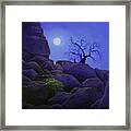 Ghost Tree In Blue Desert Moon Framed Print