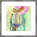 Blue Elixir  And  A Few Flowers In A Vase Framed Print