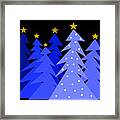 Blue Christmas Trees Framed Print