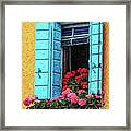 Blue Flower Window Of Romantic Venice Framed Print
