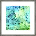 Blue Green Abstract Ink Painting Print 2 Framed Print