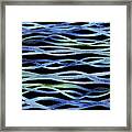 Blue Green Purple Abstract Organic Lines Ocean Waves Watercolor On Black Framed Print