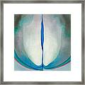 Blue Line - Abstract Modernist Flower Painting Framed Print