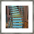 Blue-lit Free-form Staircase. Framed Print
