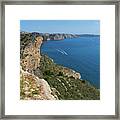 Blue Mediterranean Sea And Limestone Cliffs Framed Print