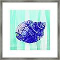 Blue Pattern Abstract Shell Green And White Stripes Framed Print