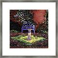 Blue Sunbench And Sundial Framed Print