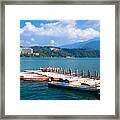 Boats On Sun Moon Lake Framed Print