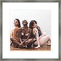Body Positivity - Women Friends Posing At Home In Lingerie Framed Print