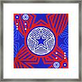 Bold Primary Geometric Glyph Art In Red White And Blue N.0489 Framed Print