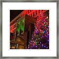 Boston City Hall Plaza Christmas Tree City Hall Lit Up In Green And Red Framed Print