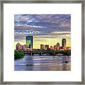 Boston Skyline Sunset Over Back Bay Framed Print