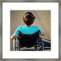 Boy In Wheelchair Goes Ahead Framed Print