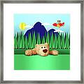 Boys Teddy Bear And Airplane Framed Print