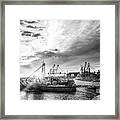 Brancaster Norfolk Fishing Trawlers At Sunrise Bw Framed Print