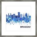 Brazzaville Congo Skyline Blue Framed Print
