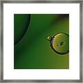 Bright Abstract, Green Background With Flying Bubbles Framed Print