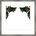 Bright Holly Berries And Leaves, Copy Space Below. Framed Print