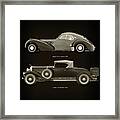 Bugatti 57-sc Atlantic 1938 And Cadillac V16 Roadster 1930 Framed Print