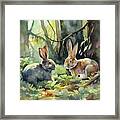 Bunnies In The Woods Framed Print