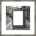 Bus Stop With Billboard Framed Print