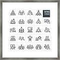 Business Meetings And Seminars Thin Line Icons - Editable Stroke Framed Print