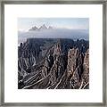 Cadini Peaks Tre Cime De Laveredo Italian Dolomites Framed Print