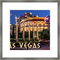 Caesars Palace Coloseum At Night With Winged Angels At Dusk Post Card Framed Print