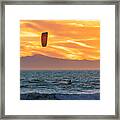 California Kiteboarding At Sunset Framed Print