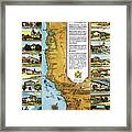 California Missions Vintage Pictorial Map 1949 Framed Print