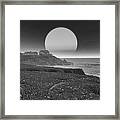 California Pigeon Point Lighthouse Moon Bw Framed Print