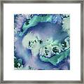 Calm Cool Soft Abstract Splash Of Blue And Purple Watercolor Framed Print