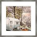 Camping At The Creek In Cottage Hues Framed Print