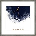 Cancer Zodiac Sign - Minimal Print - Zodiac, Constellation, Astrology, Good Luck, Night Sky - Blue Framed Print