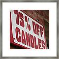 Candle Sale Sign In Solvang Ca Framed Print