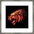 Cartoon Fireworks Of Tiger Head Framed Print