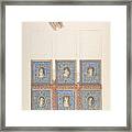 Carved And Painted Ceiling With Six Figural Medallions For Cleish Castle Framed Print