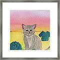 Cat And Yarn Framed Print