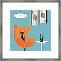 Cat In Turquoise Room Framed Print