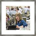 Caucasian Business People Using Digital Tablet At Conference Framed Print