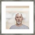 Caucasian Man Missing Puzzle Piece From Head Framed Print