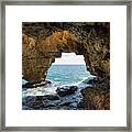 Cave On The Mediterranean Coast, Cova Del Arcs Framed Print