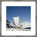 Chair In Snow With View Of French Alps Framed Print