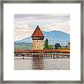Chapel Bridge Panorama Shot In Old Town Lucerne Switzerland Framed Print