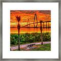 Charleston Sc Arthur Ravenel Jr. Bridge Resting Place Charleston Harbor Atlantic Ocean Seascape Art Framed Print