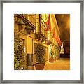 Charming Faro Algarve Portugal - Fab Small Street With Flags And Sea Mist Lens Flares Framed Print