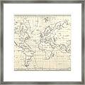 Chart Of Magnetic Curves Of Equal Variation - Antique World Map - Cartography Framed Print