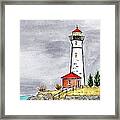 Brave Red Top Maine Lighthouse Framed Print