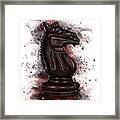 Chess Piece Splatter Art, Black Chess Knight Framed Print