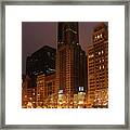 Chicago At Winter Time With Ice-rink In Millennium Park. Framed Print